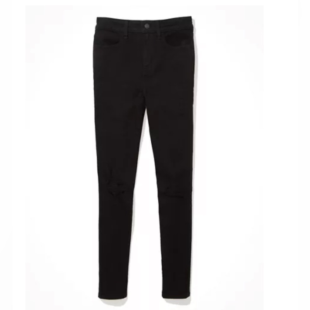 American Eagle Black Skinny Jeans Size 2 Distressed Neutral Black Denim